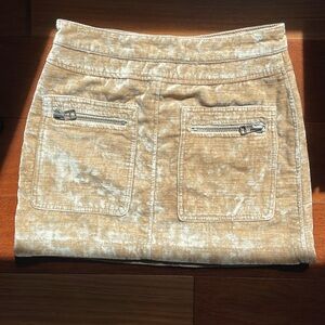Free People Dust to Dust Crushed Velvet Skirt, Beige, Size 2